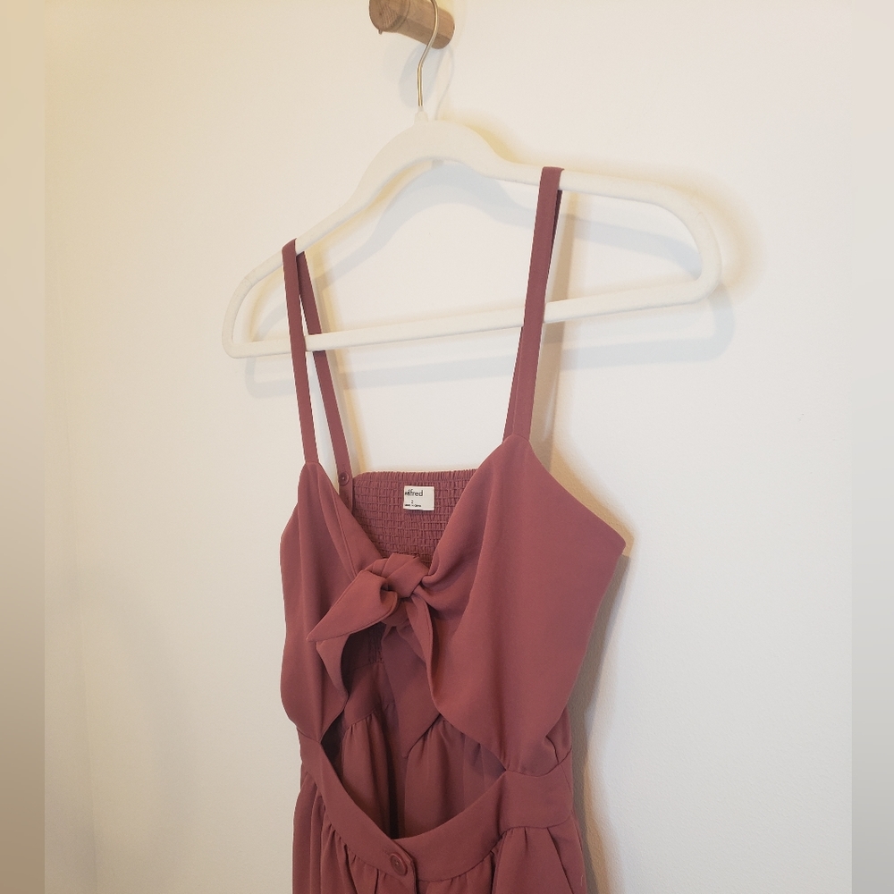 Aritzia Wilfred Adelia Tie Front Cutout Midi Summer Dress Mauve Pink Size 2 - Picture 3 of 13